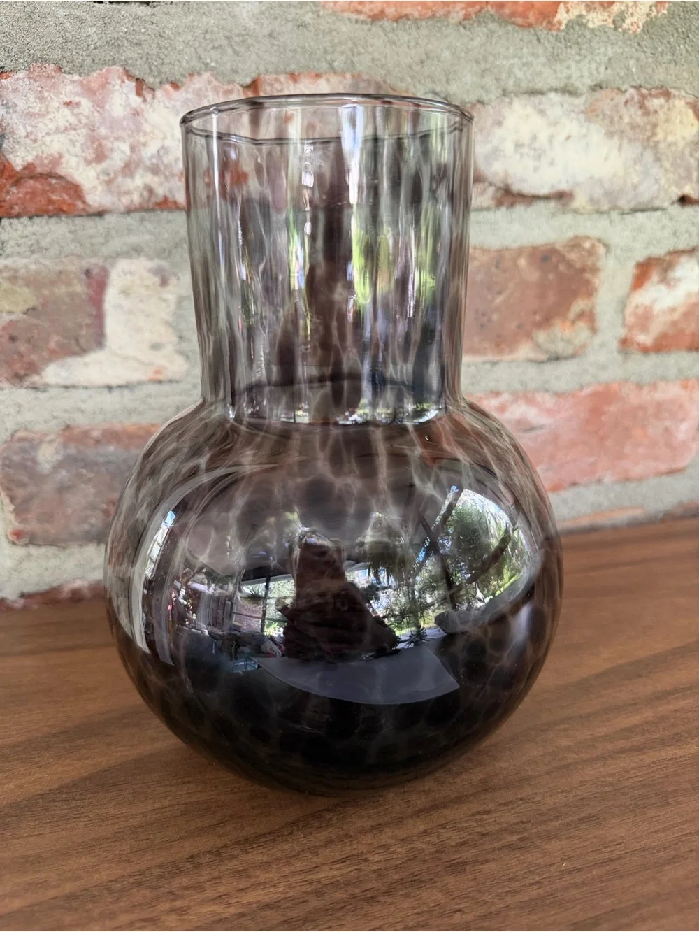 Pigeon & Poodle Black Leopard Hand Blown Glass Vase Lausanne